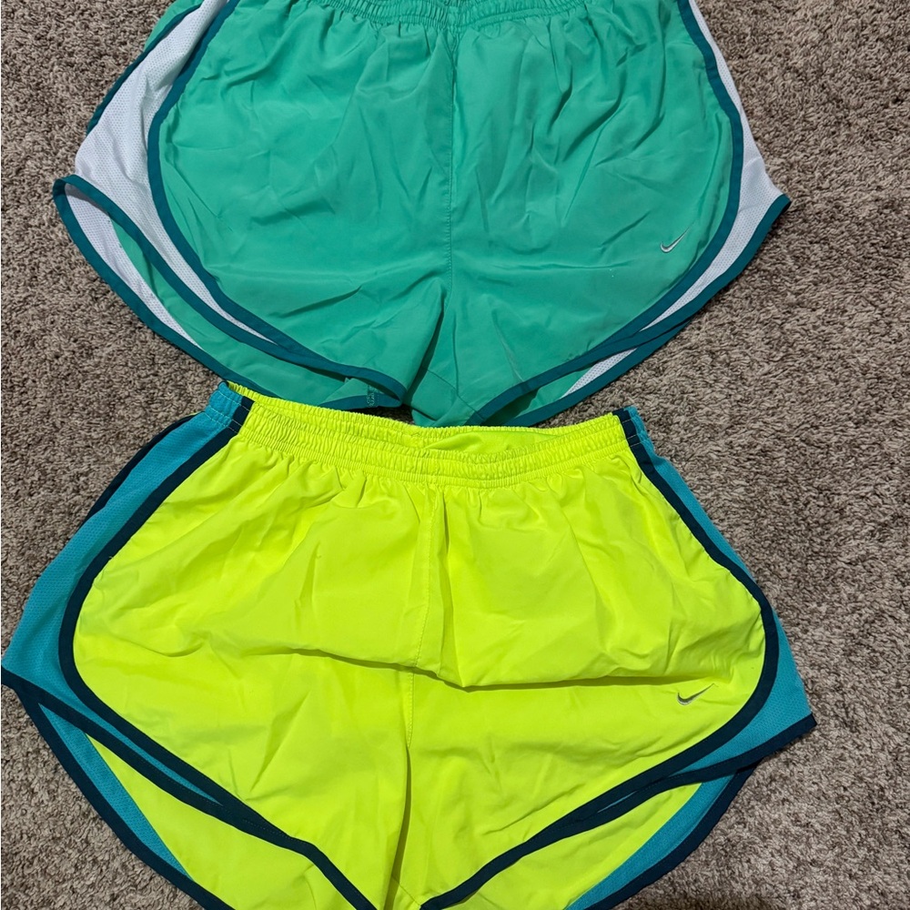 2 Pack Nike Lime and Teal Running Shorts Duo